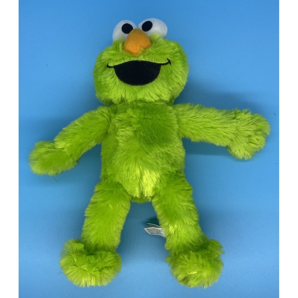 Rare Neon Green Elmo Plush Doll Sesame Street Going Green 11.5" Stuffed Toy